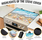 Stove Top Cover for Electric Stove,Glass Stove Top Cover, Heat Resistant Glass Cooktop Cover, Stovetop Protector, Kitchen Decor, Dish Drying Mats Cover for Ceramic Washer Top 28.5x20.5 inch - Image 3