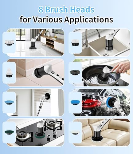 Electric Spin Scrubber, Cordless Power Shower Cleaning Brush for Bathroom - Image 7