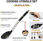 E-far Kitchen Utensils Set, 14-Piece Black Silicone Cooking Utensils Set - Image 5