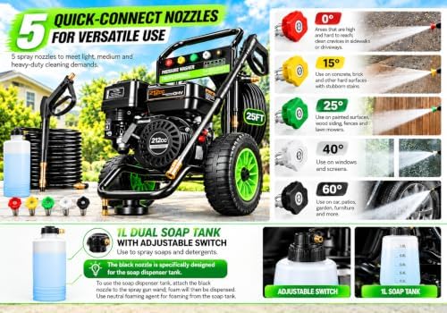 4200PSI 4.0GPM Gas Pressure Washer, Heavy Duty Power Washer, Commercial Gas Powered Pressure Washer for Driveways, Cars, Decks, Patios, Siding and Outdoor Cleaning (Dark Black) - Image 7