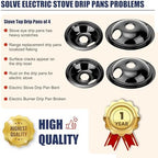 WB31M20 WB31M19 Porcelain Drip Pans for GE Hotpoint Electric Stove/Oven/Range, Black Stove Drip Pans Set Include 2 Small 6" Electric Stove Drip Pans and 2 Large 8" Stove Burner Drip Pans by Fetechmate - Image 4