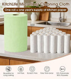 Microfiber Cleaning Cloth Roll, 100 Pack 12 x 12 Inch Tear Away Reusable Paper Towels, Thick Cleaning Towels, Absorbent Lint Free Washable Rags for Kitchen, Car, Garage and Workshop - Bean Green - Image 4