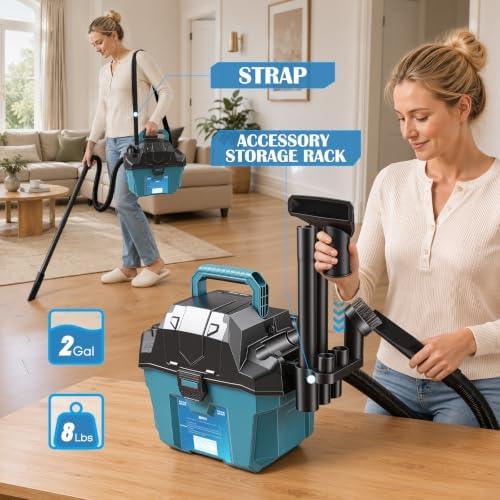 3-in-1 Cordless Shop Vac for Makita 18V Battery, 2Gal Wet Dry Vacuum - Image 5