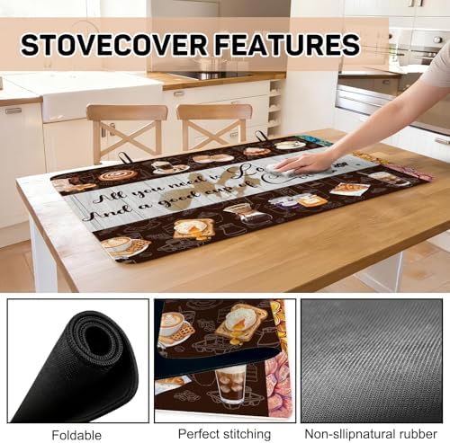 Coffee Stove Top Cover for Electric Stove, Coffee Range Covers for Electric Stove, Rubber Dish Drying Mat, Glass Cooktop Covers, Flat RV Range top Mats, 28"x20" - Image 6