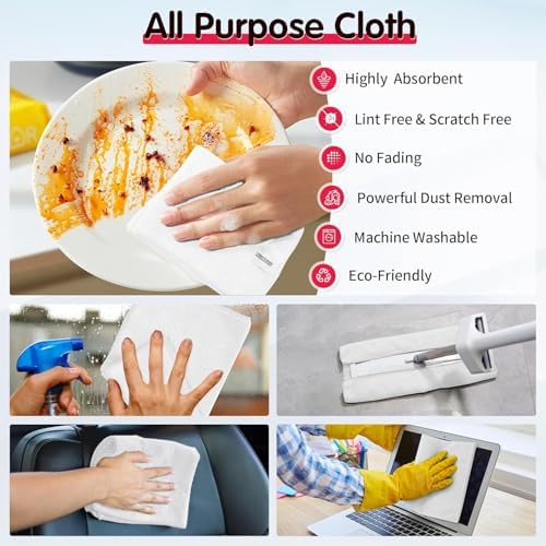 FIXSMITH White Microfiber Cleaning Cloth -Pack of 24, Highly Absorbent Cleaning Rags, 16"X12" All Purpose Cleaning Towels for Housekeeping, Kitchen, Car, Lint Free and Reusable Microfiber Towels - Image 5
