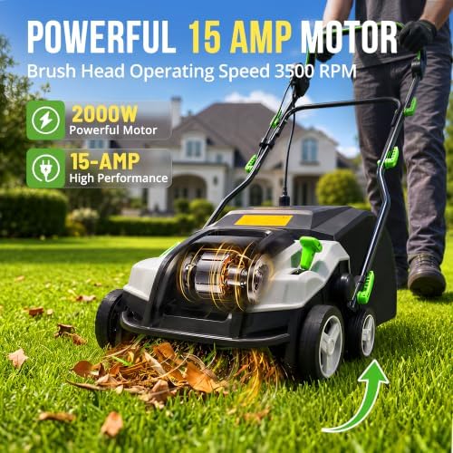 16" Artificial Grass Sweeper 15 Amp Artificial Turf Vacuum with Brush - Image 2
