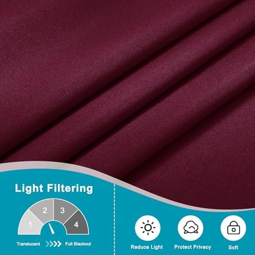 Hiasan French Door Curtains Privacy, Burgundy, 52W x 72L, 1 Panel - Image 5