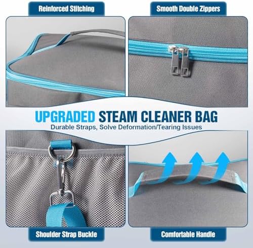 Heavy-Duty Durable Fabric Steam Cleaner Storage Bag, Waterproof & Adjustable Compartments Carrying Case, Steam Cleaner Organizer Bag with Large Space(Case Only) - Image 3