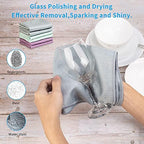 Streak Free Lint Free Microfiber Window Cleaning Cloth,Best Glass Car Shiny Wipes Mirror Shower Cleaning Cloth, Miracle Cloths for Glasses,Stainless Steel,Wine Glass Polishing Towels,Pack of 6,Grey - Image 3
