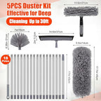 30 Feet High Reach Duster Kit with 2-24 ft Extension Pole for Fans, Gray - Image 2