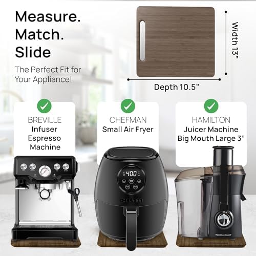 Ibyx Appliance Slider, Sliding Tray for Coffee Maker, 13 x 10.5 in, Brown - Image 5