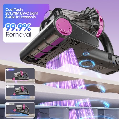 Mattress Vacuum Cleaner 550W 18KPa Bed Vacuum Cleaner with Smart Dust Sensor, UV-C Light, 149°F Heat, HEPA Filter, Handheld for Bed Sofa Couch - Image 4