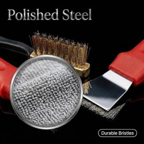 10-Piece Professional Heavy Duty Grill & Oven Cleaning Kit - Brushes, Scrapers, Sponge for BBQ & Microfiber Towel, 0.71 oz Stainless Steel Paste,Deep Clean Stovetop, BBQ Cleaning Tools - Image 5