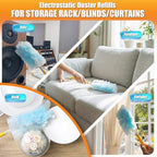 40 Count Duster Refills with 1 Short Handle & 3 ft Extendable Handle, Compatible with Swiffer Duster, 180° Disposable Microfiber Cleaning Dusters, Unscented - Image 7
