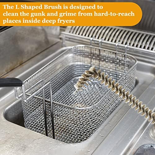 Yaomiao 2 Pcs L Shaped Fryer Cleaning Brush 23 Inch Long Handle Coil Brush - Image 4
