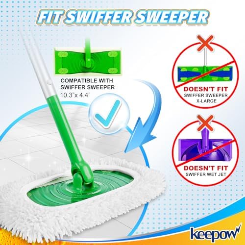 KEEPOW Reusable Microfiber Mop Pads Compatible with Swiffer Sweeper, 4 Pack - Image 2