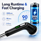Highyes Electric Spin Scrubber for Bathroom, IPX7 Waterproof Shower Scrubber with Extendable Long Handle, Bathroom Cleaning Scrubber with 7 Reusable Brush Heads (Black) - Image 6