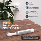 LifeBasis Cordless Rechargeable Power Scrubber Brush, White - Image 2