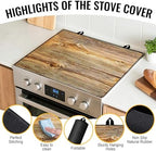 NYZE Wood Grain Color Stove Top Cover for Electric Stove 28x20 Inch Silicone Stovetop Protector, Scratch-Resistant Decorative Kitchen Counter Mat for Electric/Glass Stove Top - Image 2