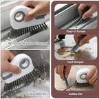 Qianyu 2 PCS Groove Cleaning Brush 2 in 1 Window Track Cleaning Tool Crevice Cleanings Brush Multifunction Hard Bristle with Hidden Scraper Grout Cleaner Grip Brushes for Slid Door Track Window Sill - Image 3