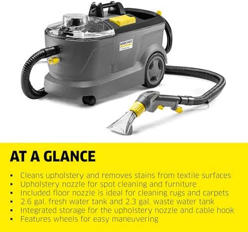 Kärcher Puzzi 10/1 Commercial Carpet Extractor 12.5 PSI - Spot Cleaner, Stain Remover, Area Rugs, Car and Auto Detailing, Carpet and Upholstery Cleaner - Onboard Accessory Storage - 4.9 Gallon - Image 2