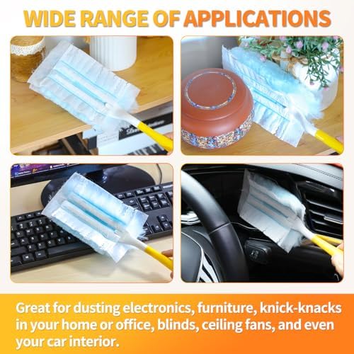 60 Count Electrostatic Duster Refills Compatible with Swiffer Duster,Multi-Surface Dusting Refills,Microfibre Dusters for Cleaning with 1Pcs Short Handle,Unscented - Image 6