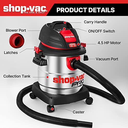 Shop-Vac 5 Gallon 4.5 Peak HP Wet/Dry Vacuum, 5920588 - Image 4