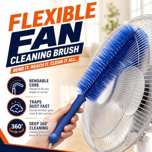 2026 New Bendable Microfiber Duster, Upgrade Reusable Bendable Cleaning Brush for Home Electric Fan Air Conditioner Car Vent Curtains Cleaner(Blue) - Image 3