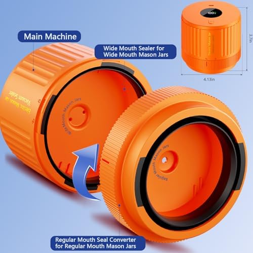 LOVE MOMENT Electric Mason Jar Vacuum Sealer Kit - Orange - Image 5