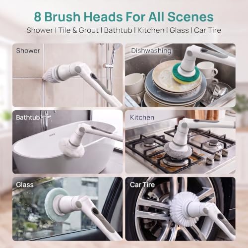 Electric Spin Scrubber, Cordless Scrubber with 8 Heads - Image 4