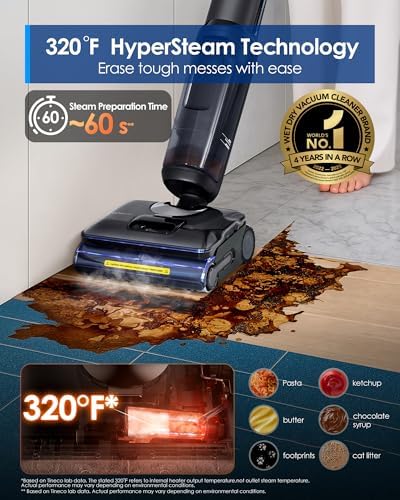 Tineco Floor One S7 Stretch Steam Cordless Wet Dry Vacuum Steam Mop All-in-One, 320℉ HyperSteam, 180° Lay-Flat, Anti-Tangle Design, FlashDry Self-Cleaning, Up to 75 Min Runtime - Image 2