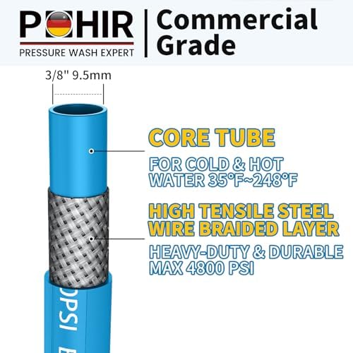 POHIR 2ft Pressure Washer Whip Hose 3/8" 4800 PSI - Image 3