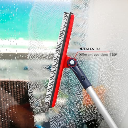 DSV Standard Professional Window Squeegee | 2-in-1 Window Cleaner Sponge and 10" Soft Rubber Strip with Extension Pole 50 Inch & 127 cm | Adjustable to Clean from Multiple Angles - Image 2