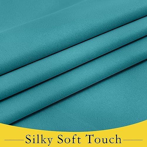 NICETOWN Peacock Teal Blackout French Door Curtain Window Cover - Image 4