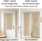 Vatge Self-Adhesive French Door Curtains - No Drill Rodless Blackout Panels for Sliding Glass Doors, 1 Panel, W36 x L72, Beige - Image 4