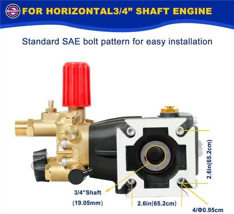 Horizontal Pressure Washer Pump, 3/4" Shaft Crankshaft Triplex Plunger, 2600-3300 PSI, 3GPM, Replacement Power Washer Pumps ，Two Kinds of Water Outlet Interfaces - Image 5