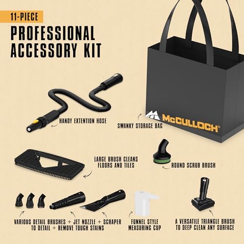 McCulloch MC1230 Handheld Steam Cleaner, 11 Accessories, 10 Min Runtime - Image 5
