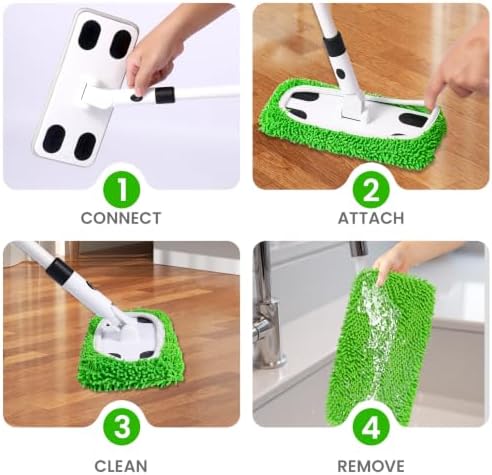 Sweeper Mop System with 4 Reusable Microfiber Mop Pads - Image 4