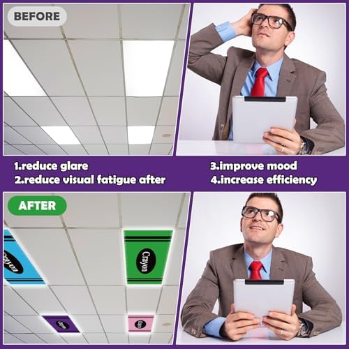 8Pcs Classroom Fluorescent Magnetic Light Covers,2x4 FT Colorful Crayon - Image 5