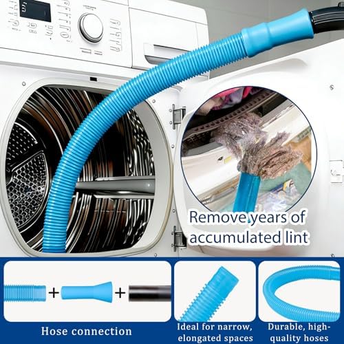 Dryer Vent Cleaner Kit,4 Pieces Dryer Lint Cleaner Vacuum Attachment & Brush Tool–Dryer Vent Cleaning Kit for Front Load,Dryer Lint Trap Cleaner with Hose,Dryer Vent Cleaner for Lint Removal (Black) - Image 4