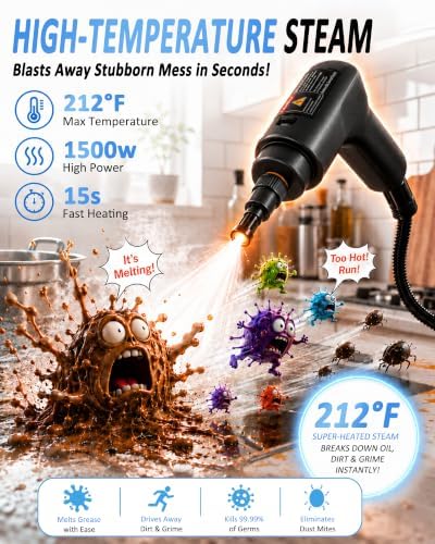 Steam Cleaner, Portable Handheld High-Pressure, 15s Fast Heating - Image 3