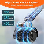 Electric Grill Cleaner 3-in-1 Kit, Cordless BBQ Grill Cleaner with Adjustable Angle, High Torque Motor, 3-Speed Rotating Grill Cleaning Brush for Burnt-On Grease & Grill Grates, Rechargeable - Image 4
