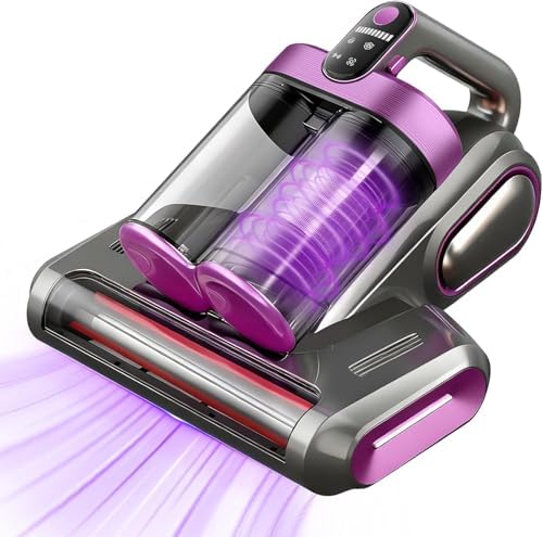 Mattress Vacuum Cleaner, 18Kpa Bed Vacuum Cleaner with 253.7nm UV-C Light & Heating & Ultrasonic Quintuple Tech & 80000 RPM/Min Brushroll Rotation, Widened Suction Port, 500W, Cordless (Purple) by Unknown