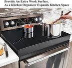Stainless Steel Gas Stove Top Cover, Noodle Board Cooktop Cover, Kitchen Organizer for Gas and Electric Stove Range Expanding Kitchen Space, Large Size 30"x 22"x3", Black - Image 2