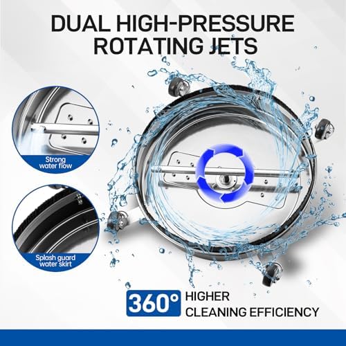 20" Pressure Washer Surface Cleaner with 4 Wheels, Surface Cleaner for Pressure Washer, Stainless Steel Dual Handle Power Washer Surface Cleaner for Concrete, Driveway, Patio, Sidewalk - Image 5