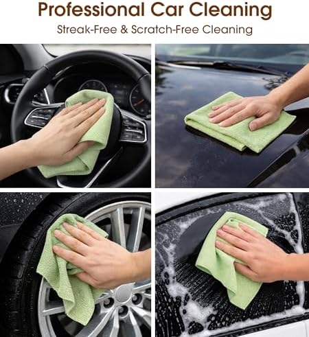 Microfiber Cleaning Cloth Roll, 100 Pack 12 x 12 Inch Tear Away Reusable Paper Towels, Thick Cleaning Towels, Absorbent Lint Free Washable Rags for Kitchen, Car, Garage and Workshop - Bean Green - Image 2