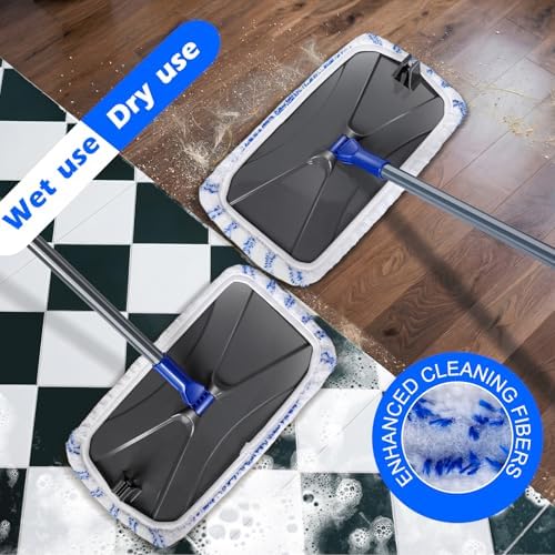 Hardwood Floor Mop,Extended Large Flat Floor Mop with 5 Washable Pads - Image 4