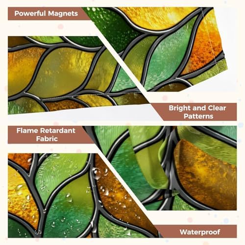 6 Pcs Fluorescent Light Covers for Ceiling Lights Stained glass seamless texture leaf for window colored glass 3d Magnetic Decorative Shade Filters 4x2 ft for Classroom Office Hospital Decor - Image 4