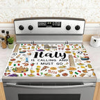 Italy Travel Stove Top Cover for Electric Stove 28"x20", Italy Stove top Cover, Italian Gifts Heat Resistant Glass Cooktop Cover, Flat RV Range Stovetop Protector, Dish Drying Mat for Kitchen by Unknown
