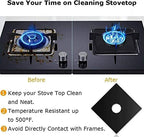 Stove Burner Covers, Gas Stove Burner Liners, MSDADA 8 Pcs 10.6" x 10.6" Gas Stove Protectors with 2 Pcs 21” Stove Gap Covers, 0.2 mm Double Thickness, Reusable, Non-Stick（Black & Grey）21in - Image 2